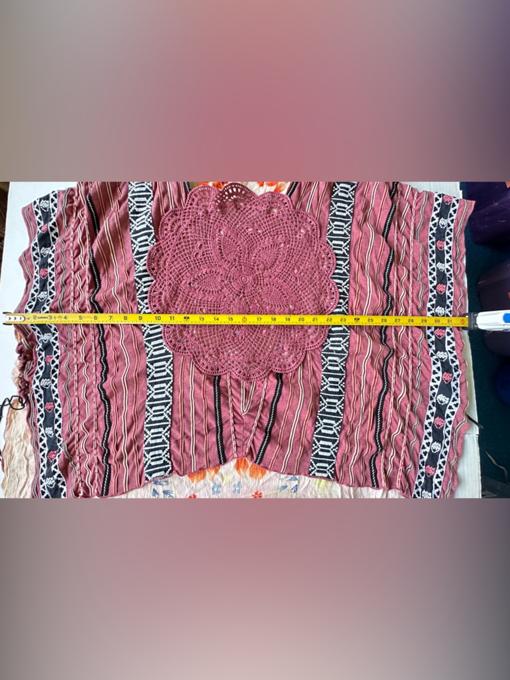 Free People Rust Crochet Panel Striped Tunic - Picture 7 of 11